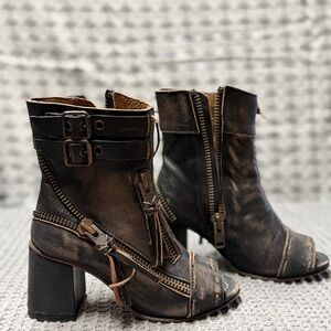Freebird Zombie by Steven Distressed Brown Heeled Boots